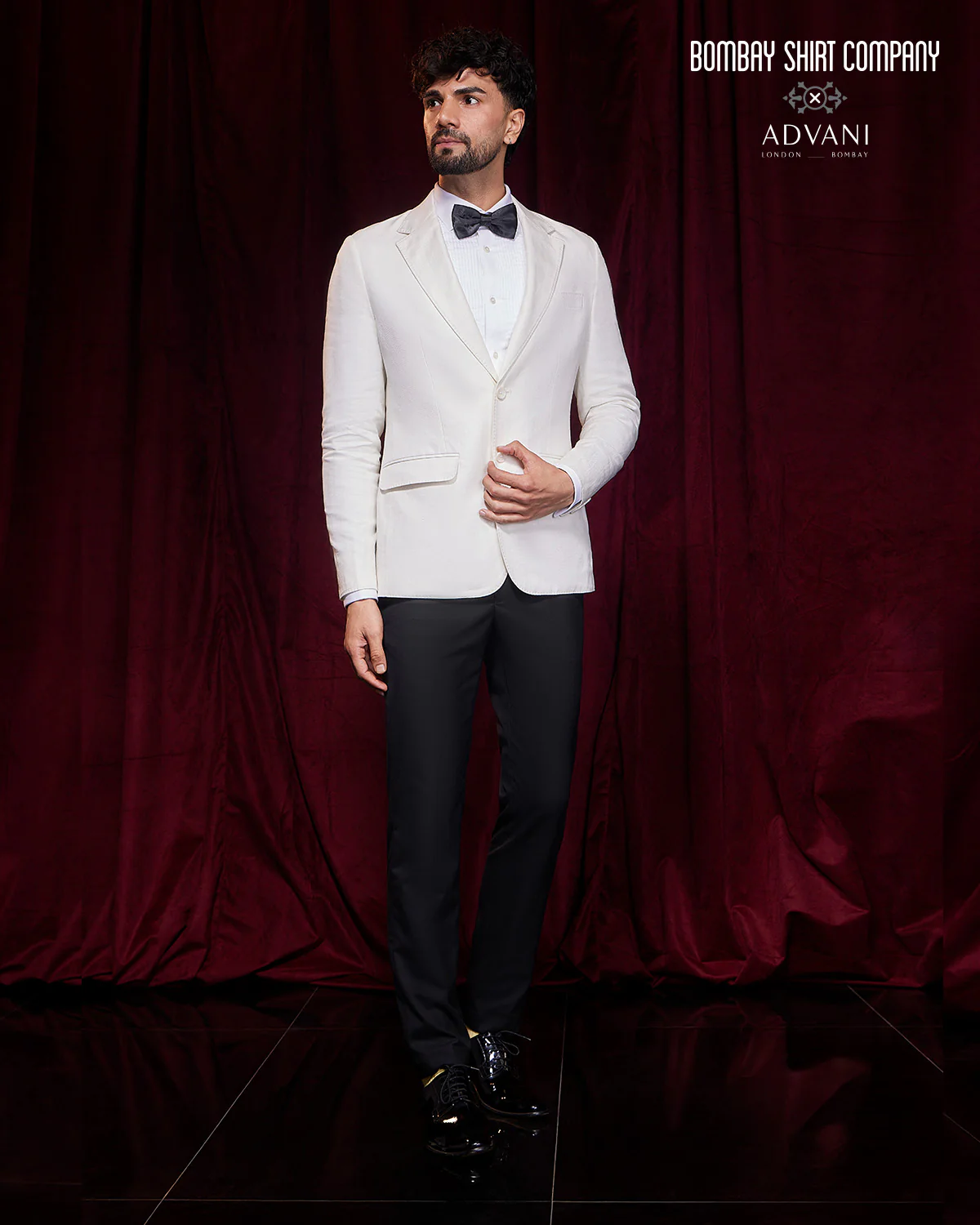 Encore 100% Linen Notched Collar Blazer - Cream - Image 3