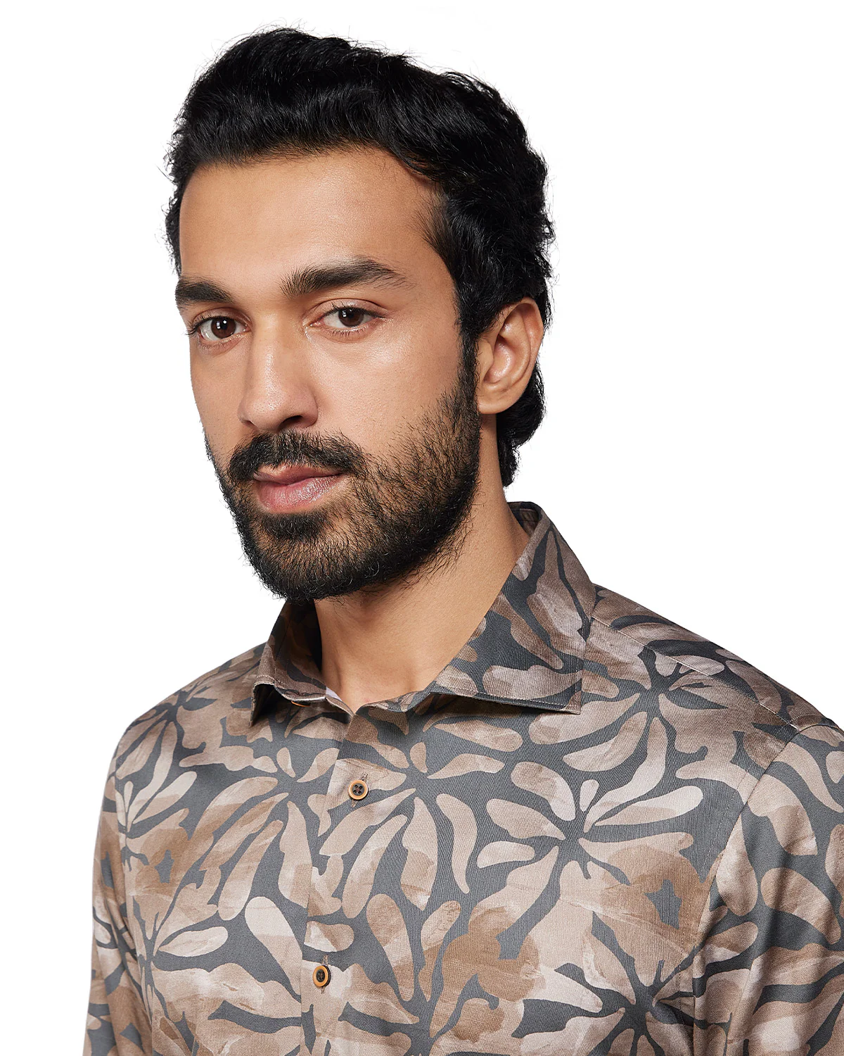 Floral Printed Shirt - Brown & Grey - Image 2