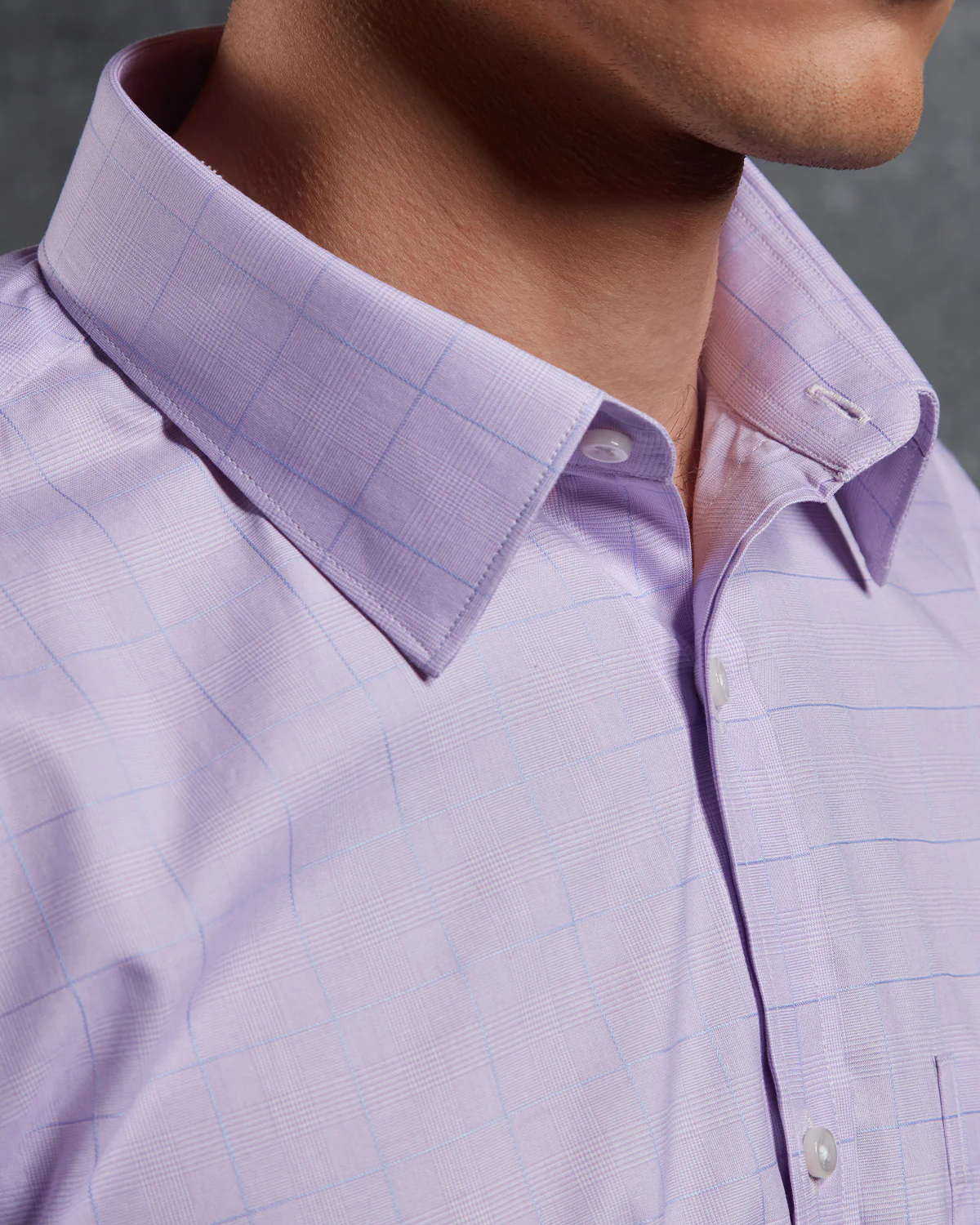 Giza Cotton Glen Plaid Checked Shirt - Lavender - Image 2