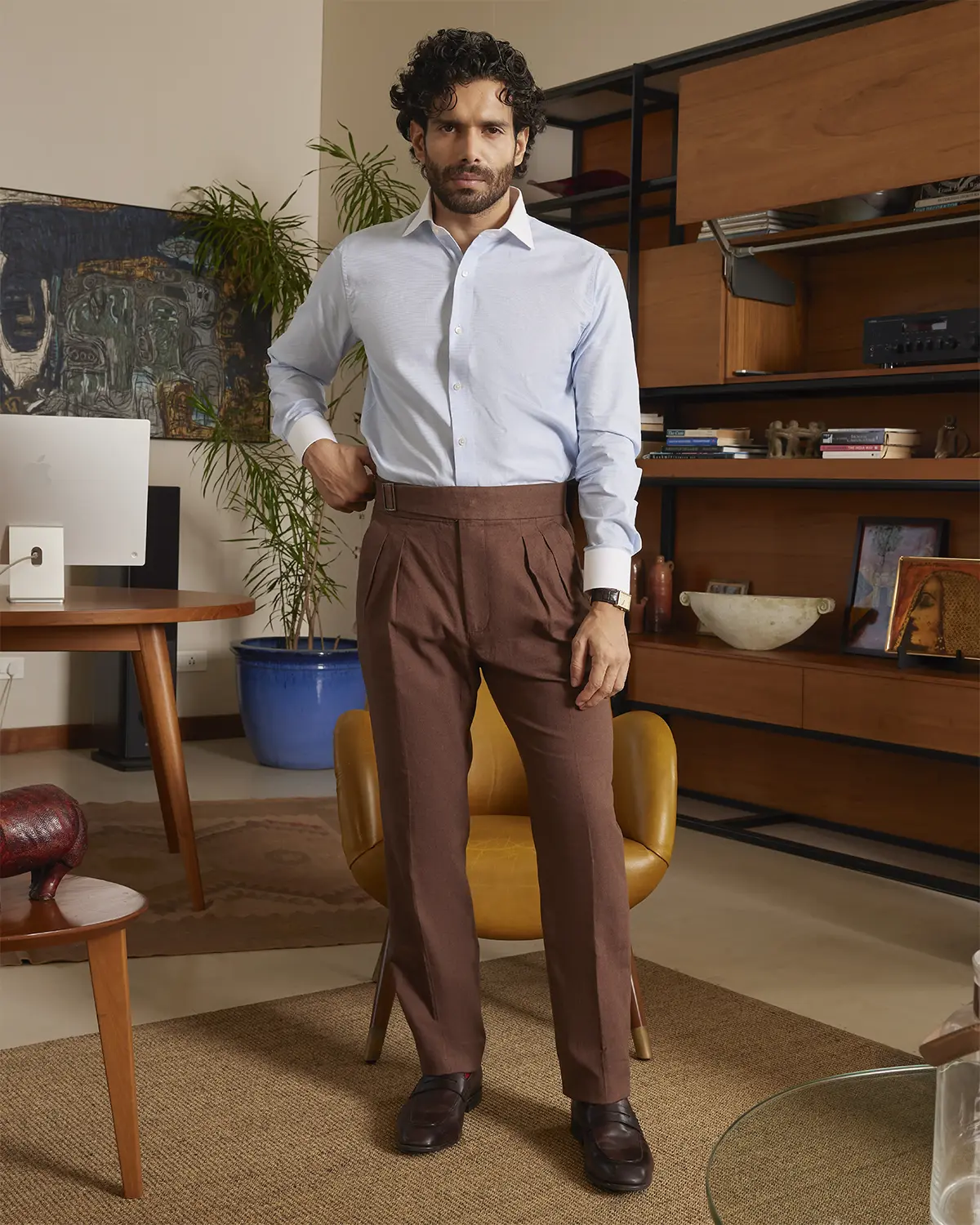 Giza Cotton Light Blue Dobby Banker Shirt - Image 4