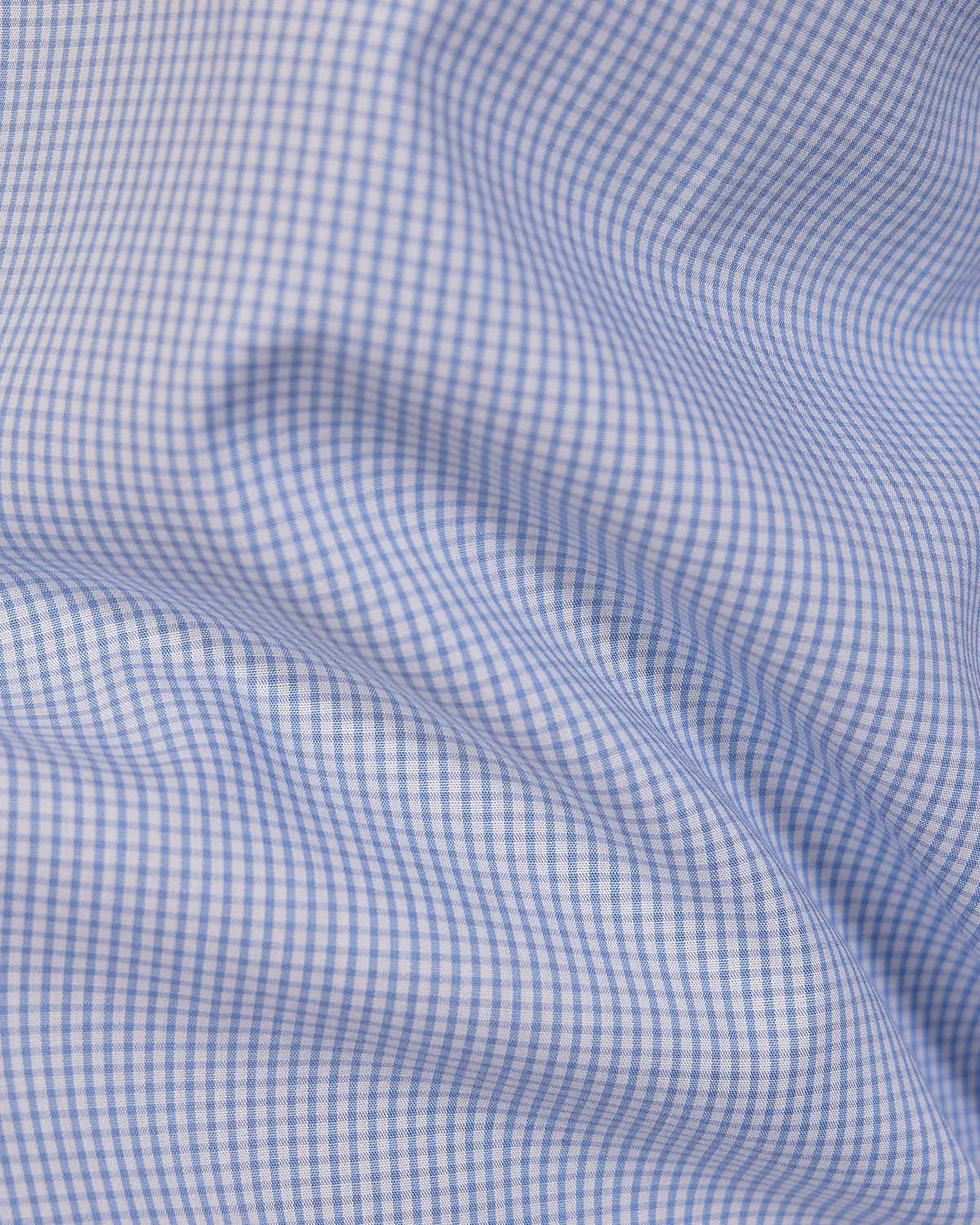 Giza Cotton Mid Blue Checked Shirt - Image 5