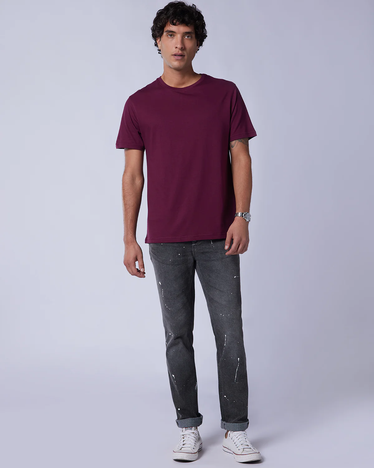 Graffiti Grey Splatter Stretch Jeans - Image 2