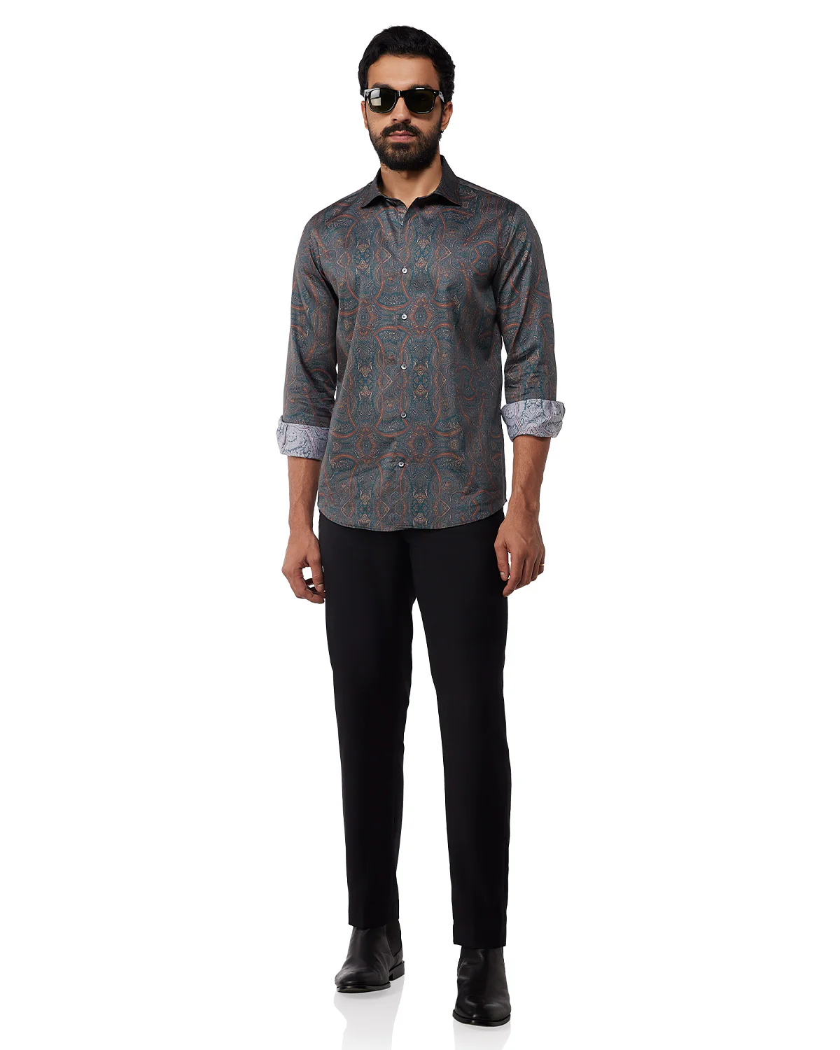 Green Abstract Printed Shirt - Image 3