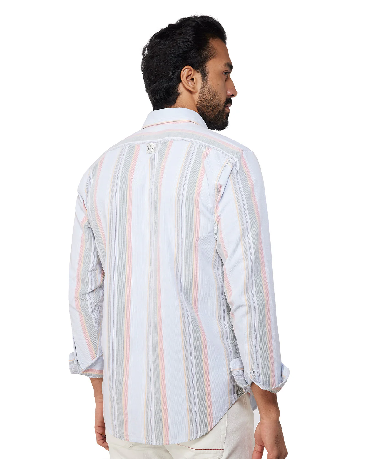 Green & Blue Corduroy Striped Shirt - Image 5