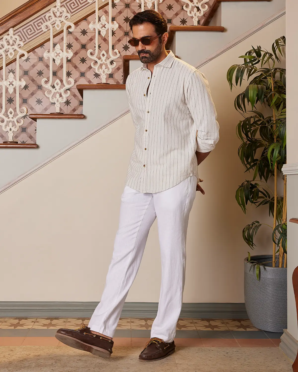Green & Ecru Striped Shirt - Image 4