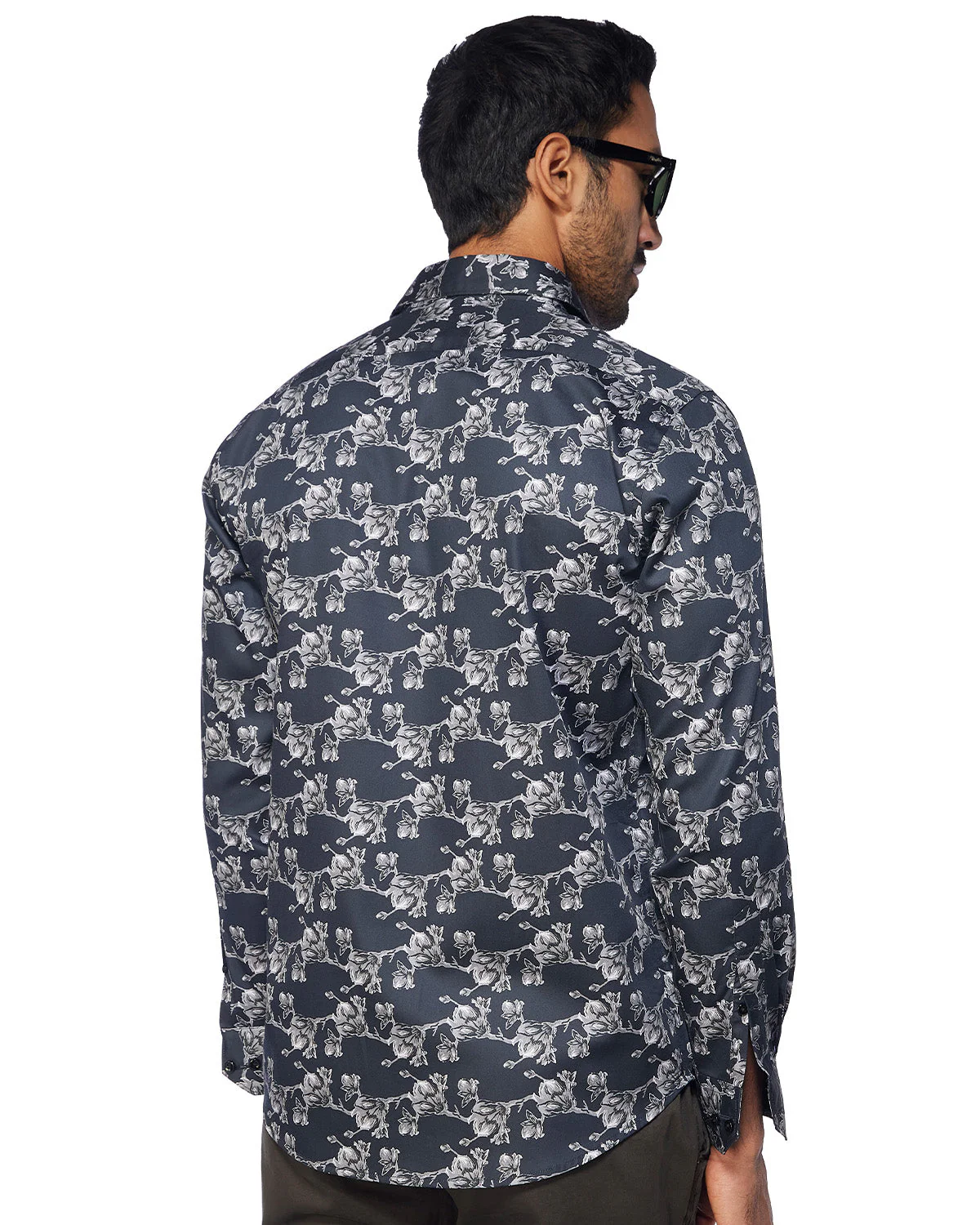 Grey & Black Floral Printed Shirt - Image 4