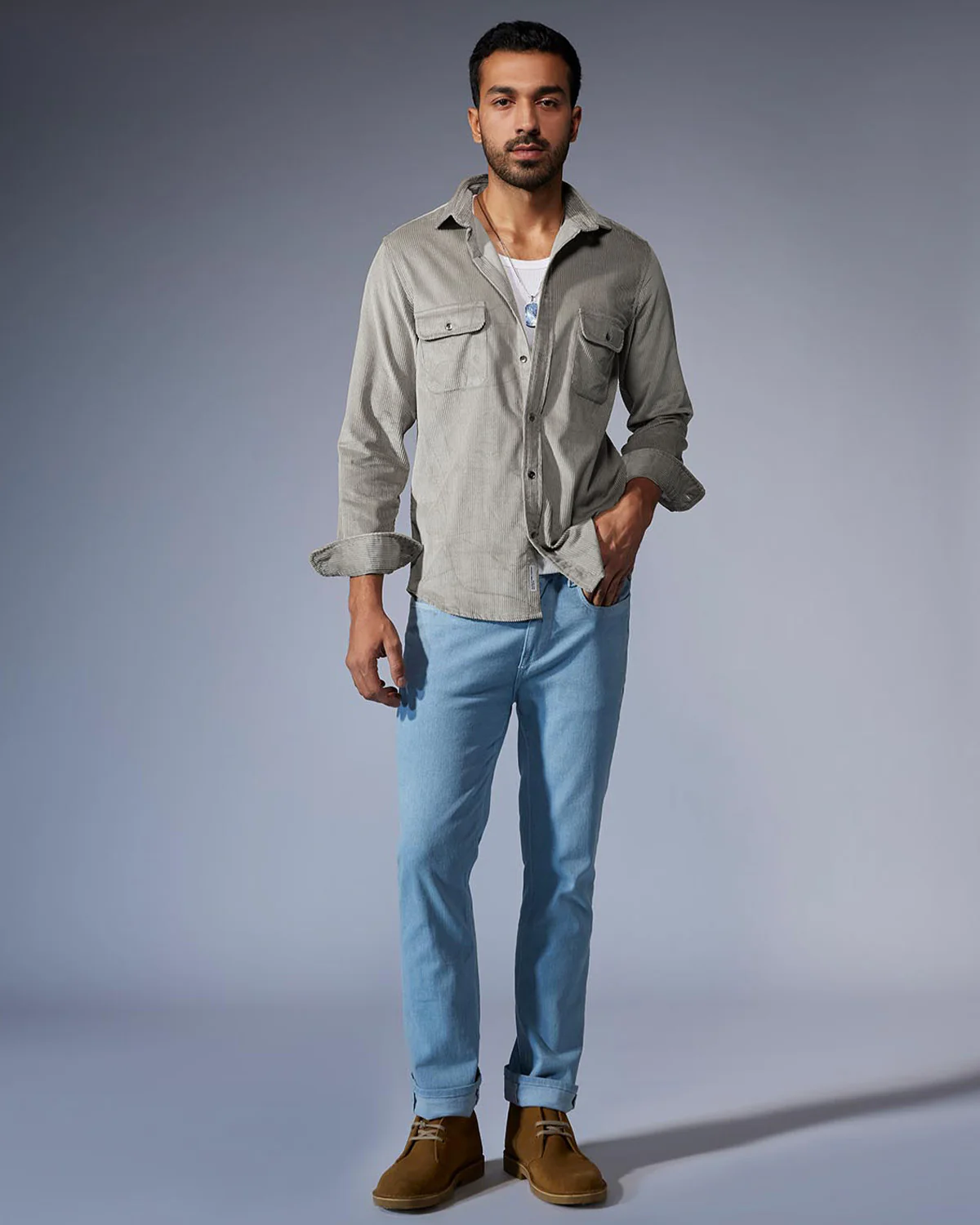 Grey Corduroy Shirt - Image 3