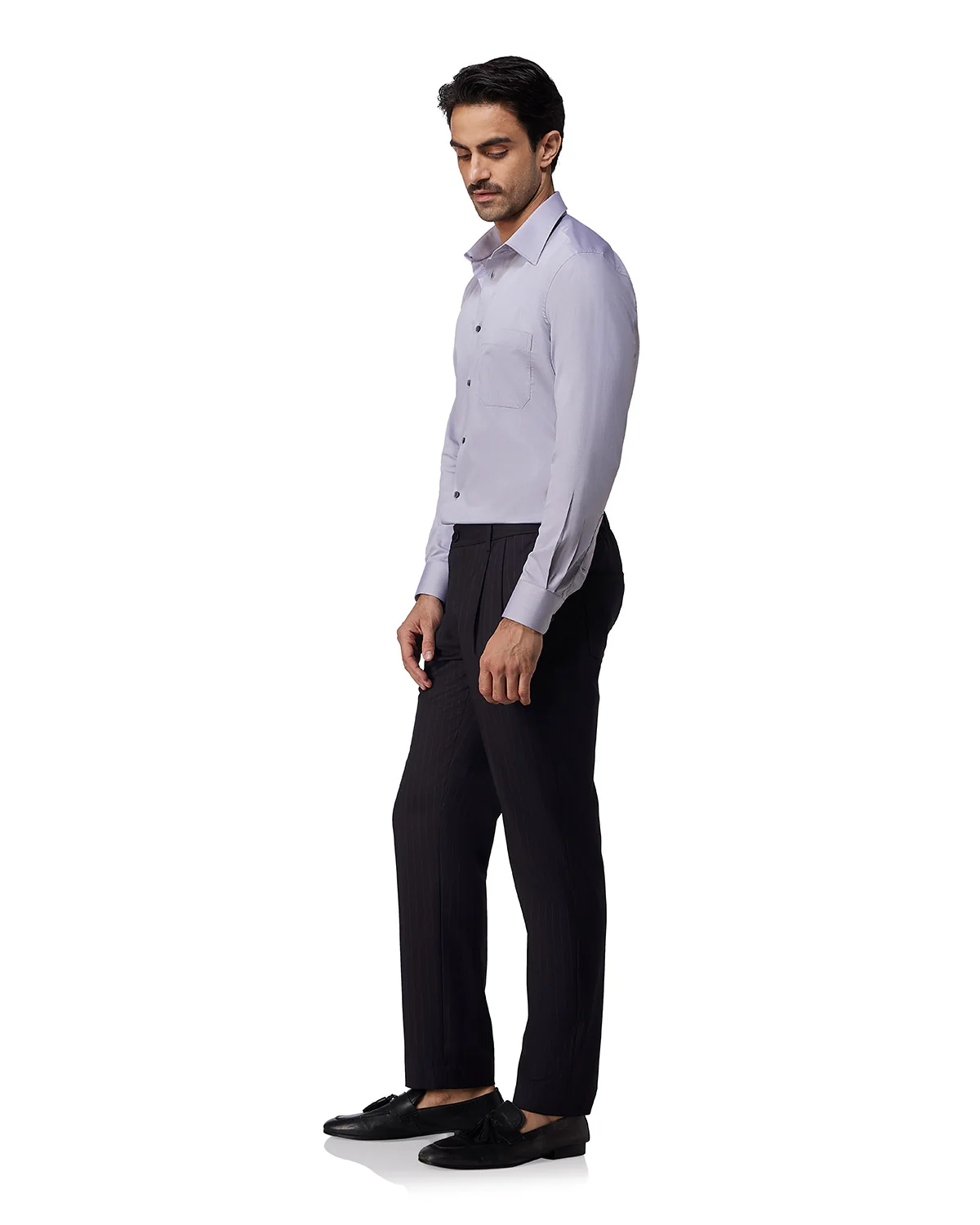 Grey Cotton Herringbone Shirt - Image 4