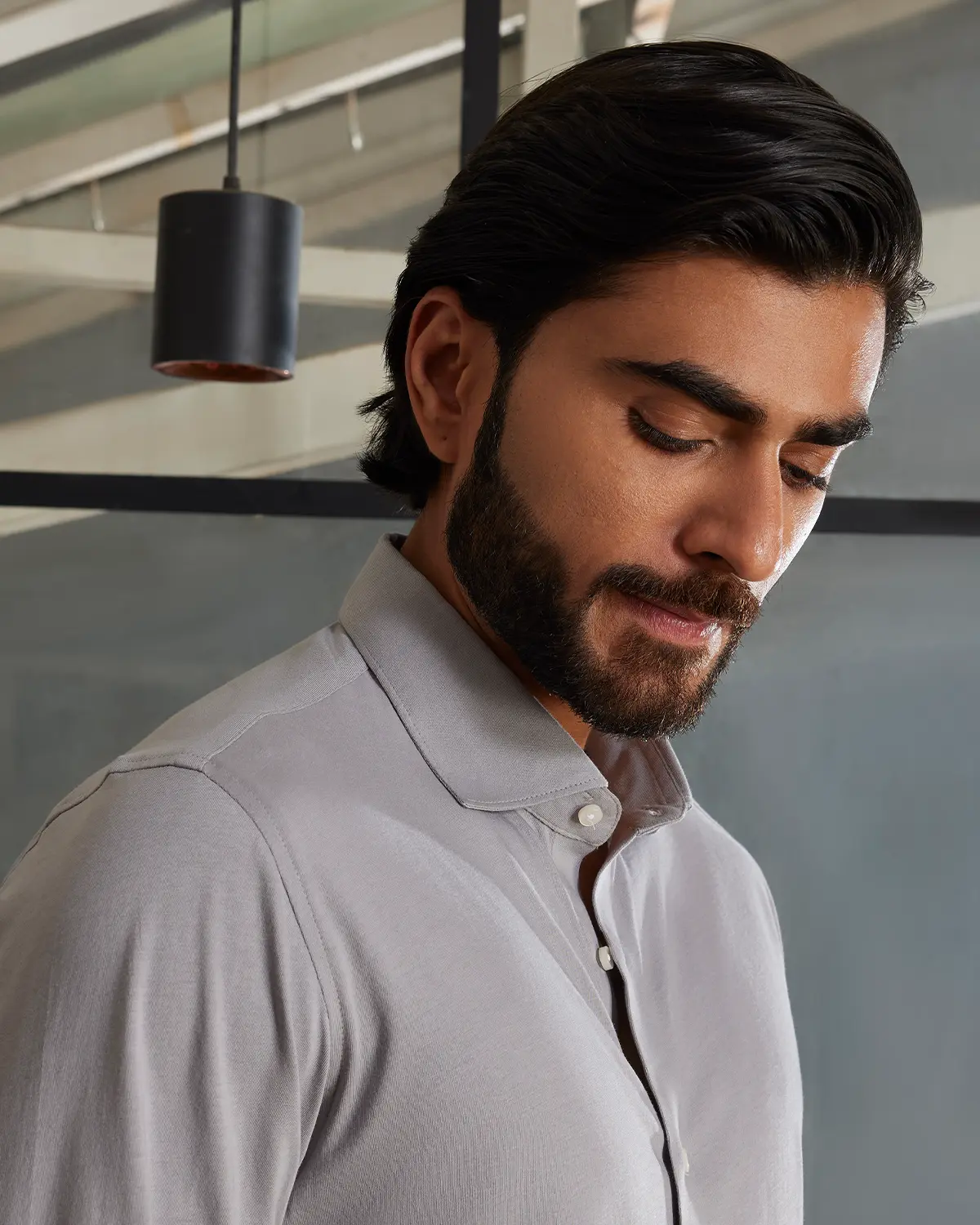 Grey Cotton Knit Shirt - Image 3