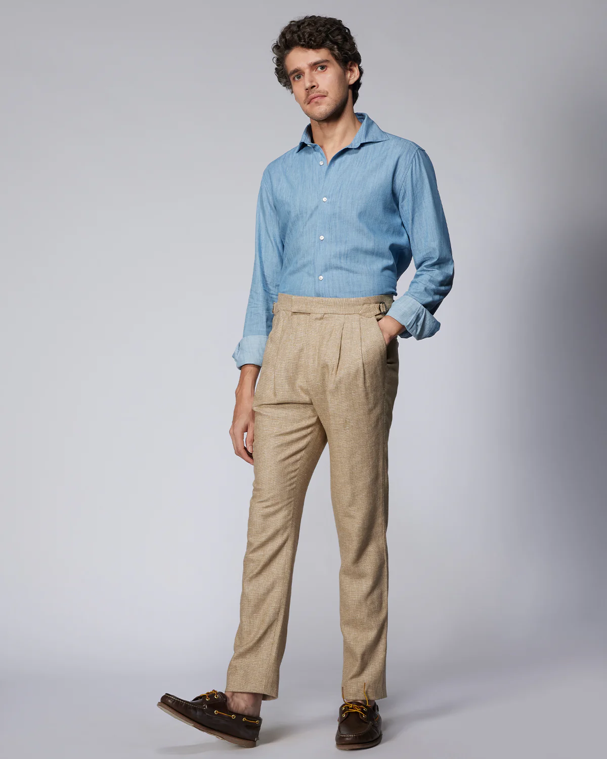 Harmony Cotton Linen Neapolitan Dress Pants - Beige - Image 5