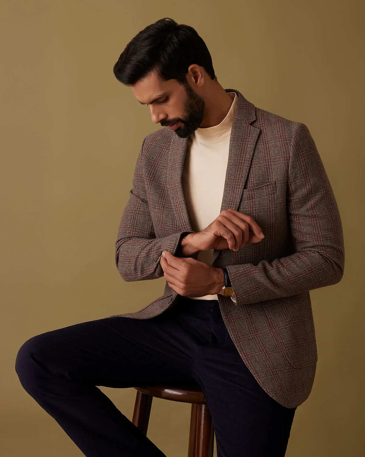 Harthmore Woolen Checkered Jacket - Brown - Image 5