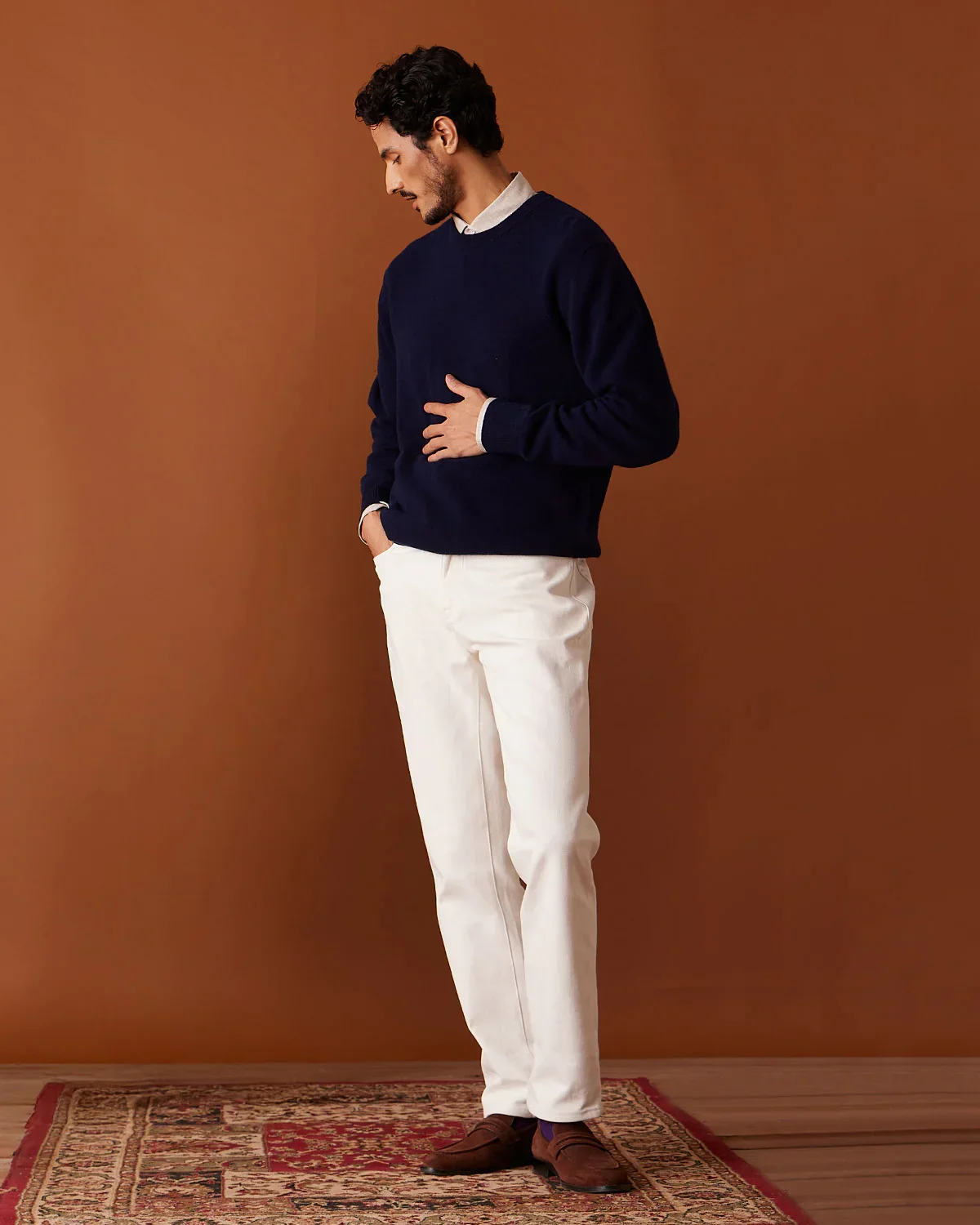 Highland Merino Wool Sweater - Navy - Image 2