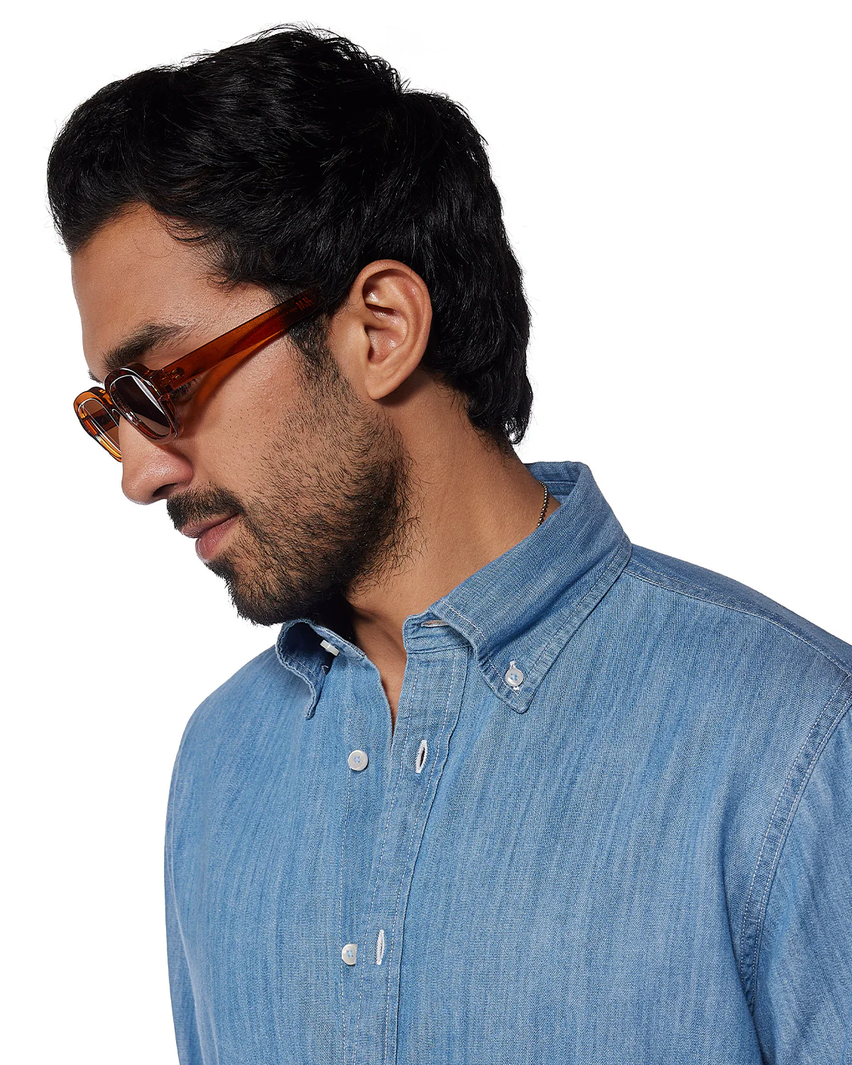 Ice Blue Cotton Denim Shirt - Image 2
