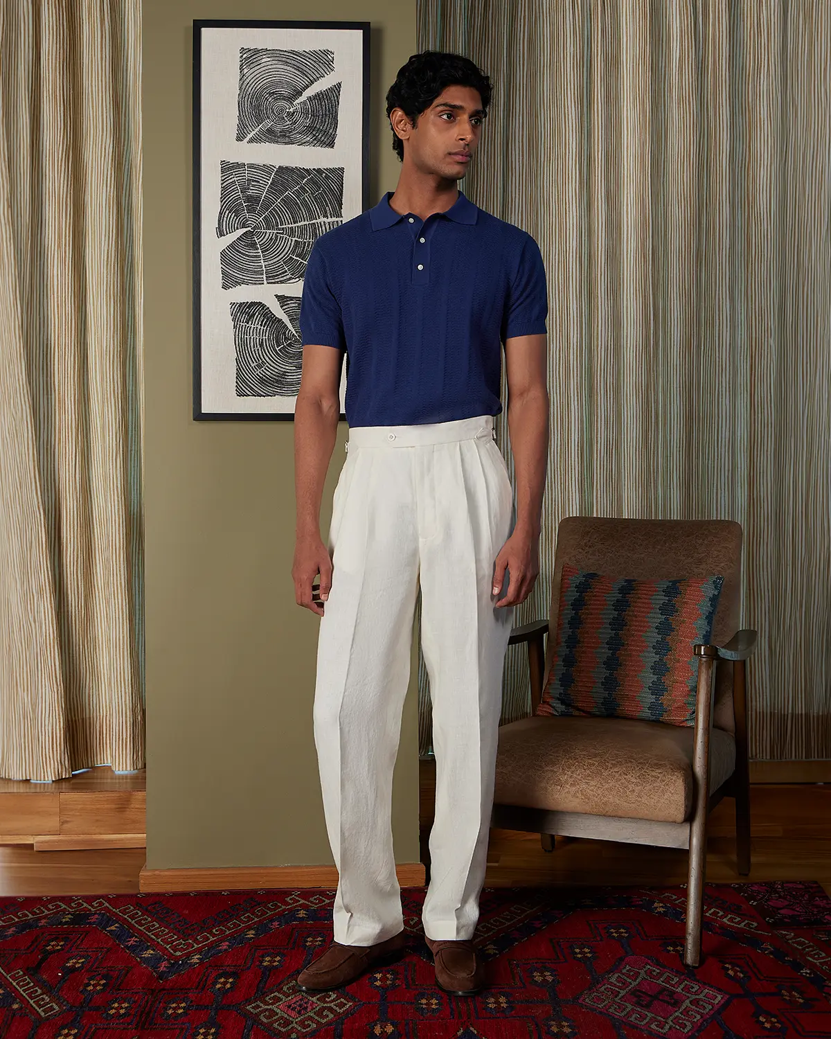 Ivoro 100% Linen Relaxed Neapolitan Pants - Ecru - Image 3