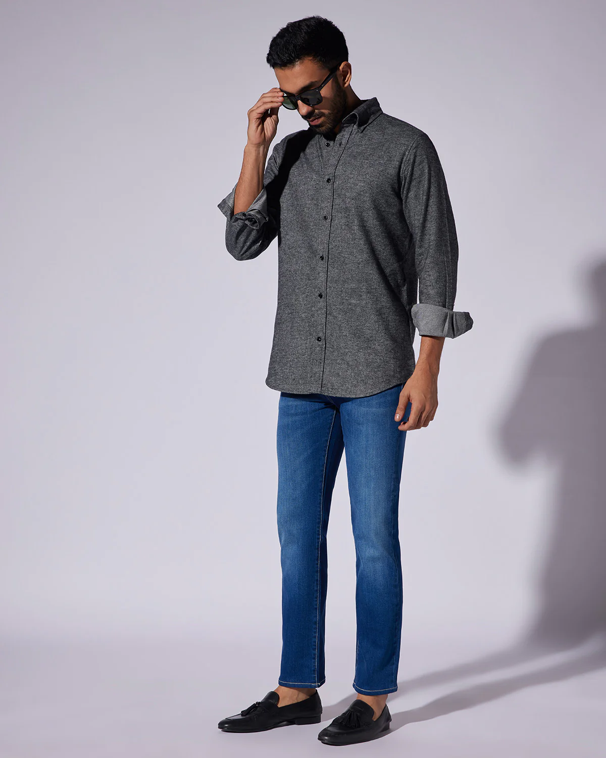 Japanese Brushed Twill Shirt - Black - Image 3