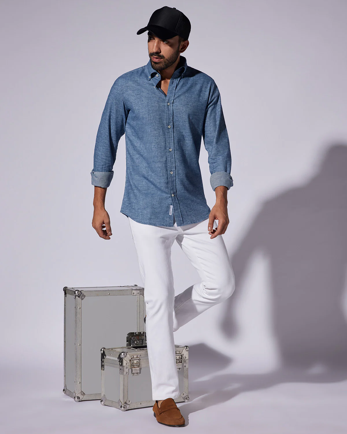 Japanese Brushed Twill Shirt - Blue - Image 3