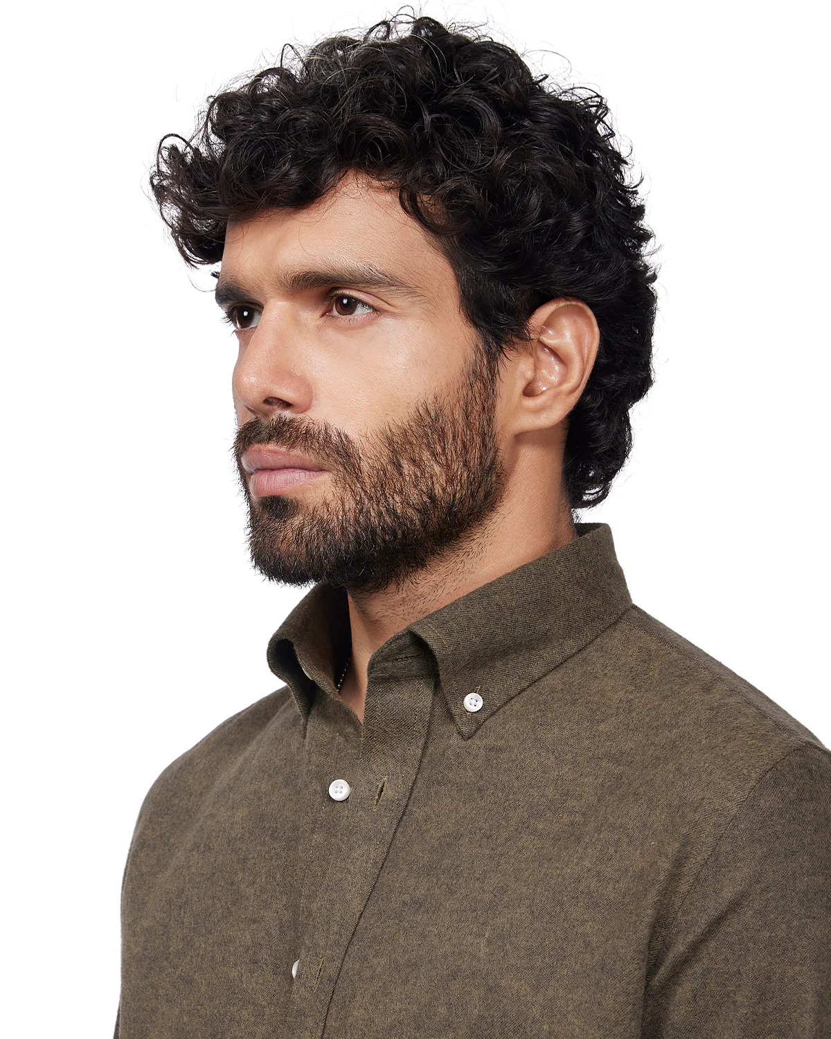 Japanese Brushed Twill Shirt - Olive - Image 2