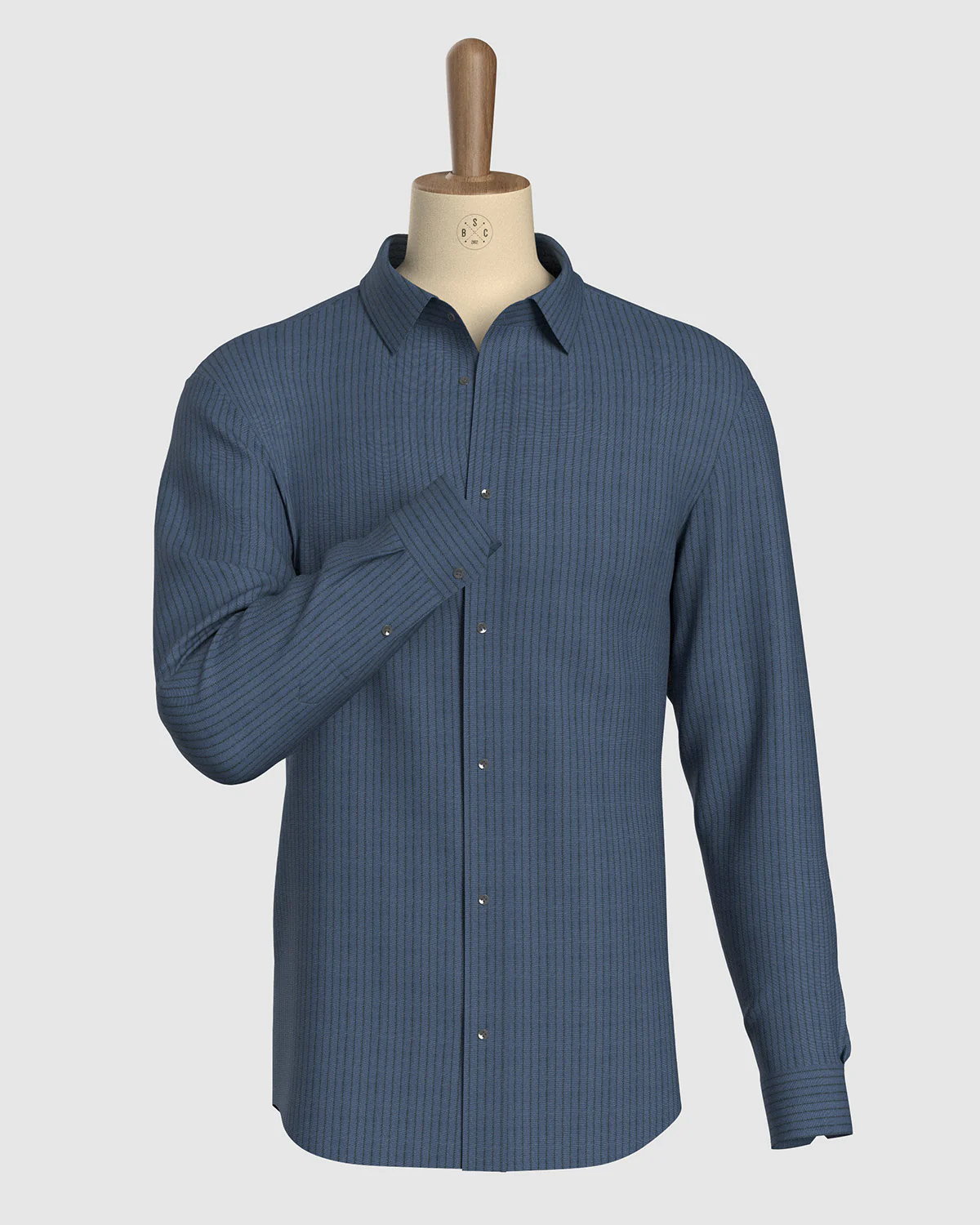 Japanese Cotton Striped Shirt - Black & Indigo - Image 2