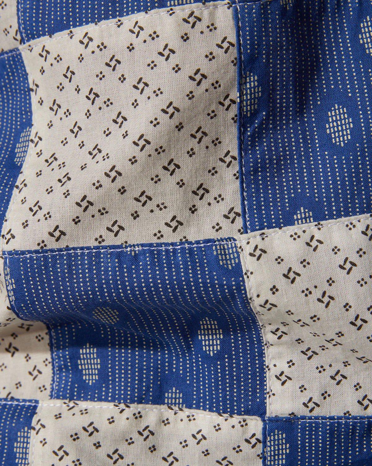 Japanese Multi-Printed Patchwork Shirt - Blue & White - Image 5