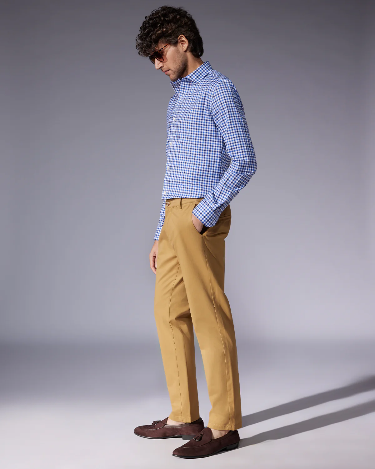 Japanese Oxford Checked Shirt - Blue & Navy - Image 4