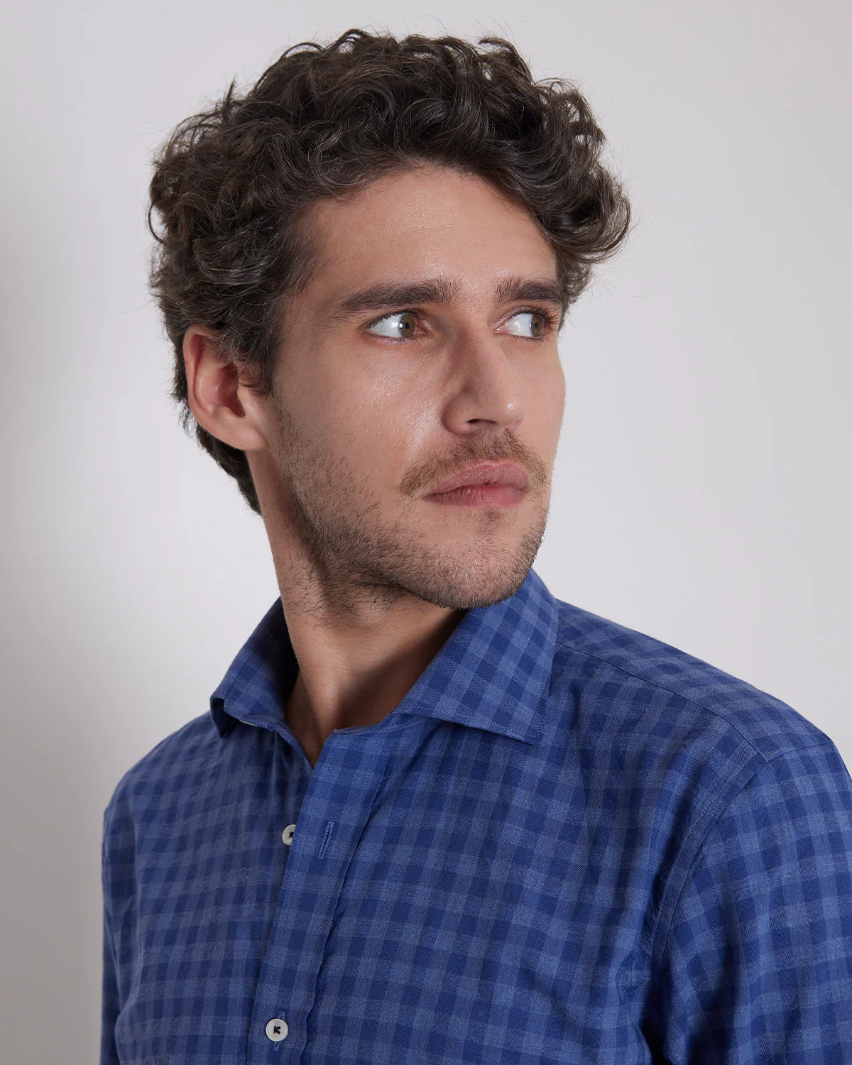 Japanese Seersucker Checked Shirt - Navy - Image 2