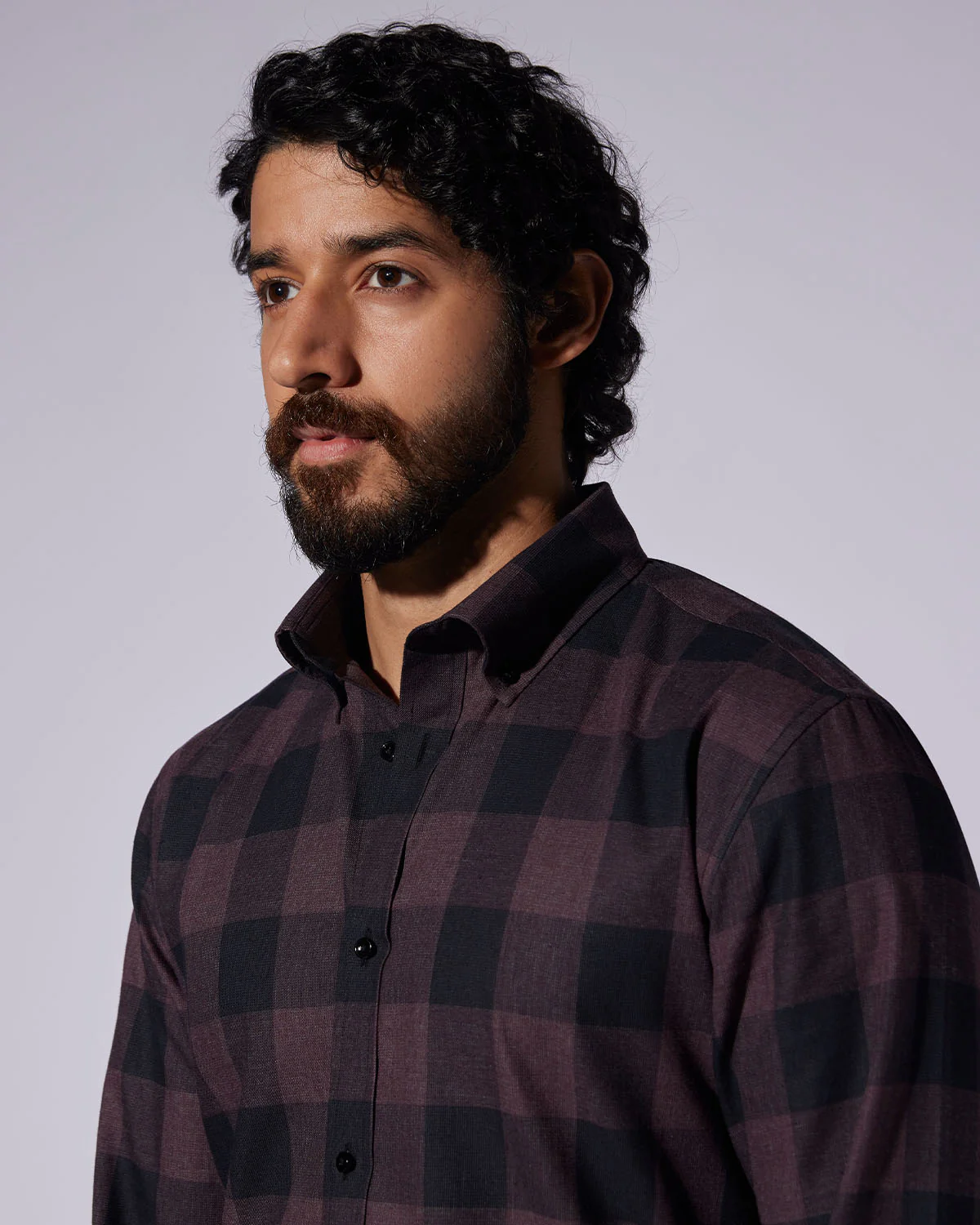 Japanese Twill Checked Shirt - Maroon & Black - Image 2