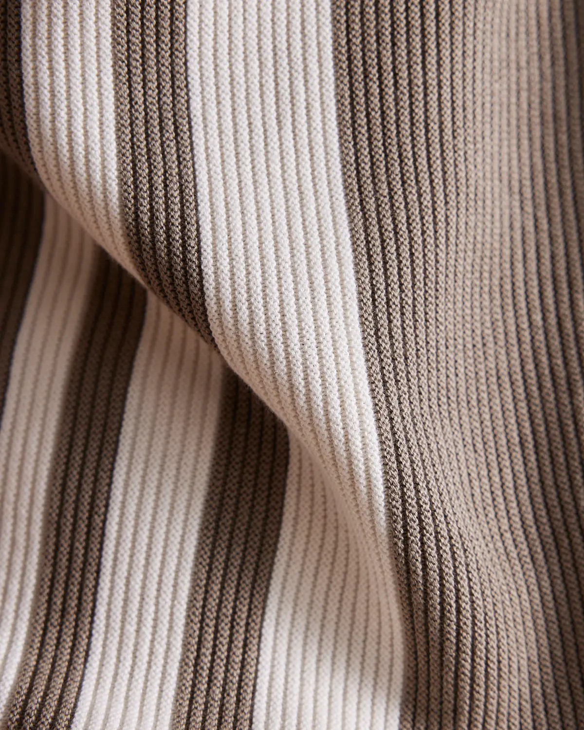 Khaki & Ecru Striped Flat Knit Shirt - Image 5