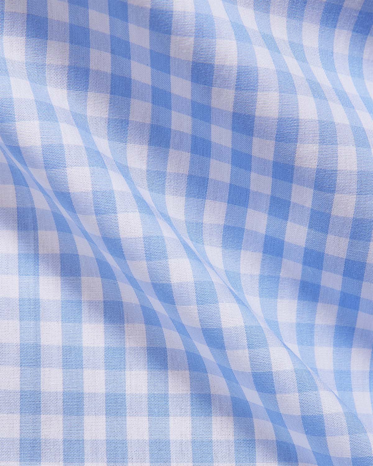 Light Blue Giza Cotton Gingham Checked Shirt - Image 5