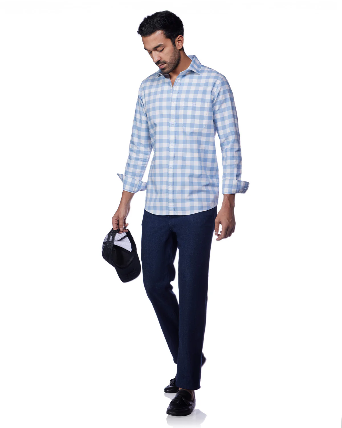 Light Blue Oxford Checked Shirt - Image 4