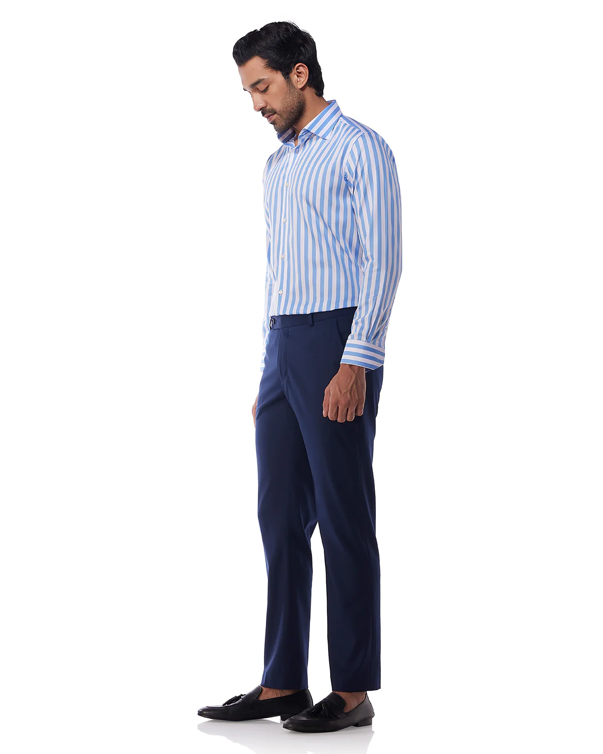 Light Blue Satin Broadstriped Shirt - Image 4