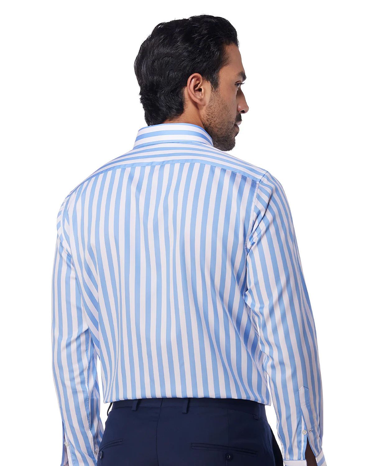 Light Blue Satin Broadstriped Shirt - Image 5