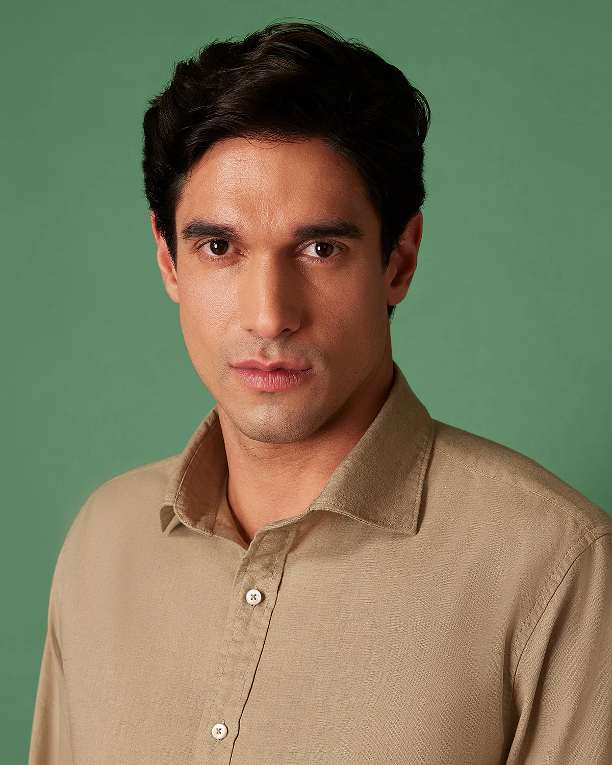 Light Brown Cotton Linen Shirt - Image 2