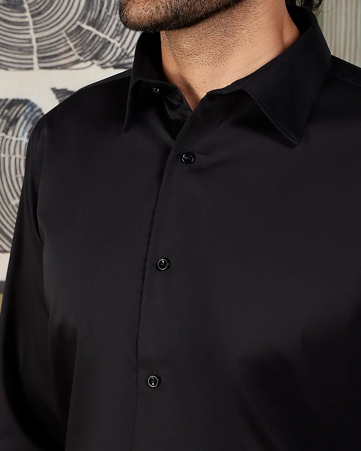 Luthai Easy-Care Black Twill Shirt - Image 3