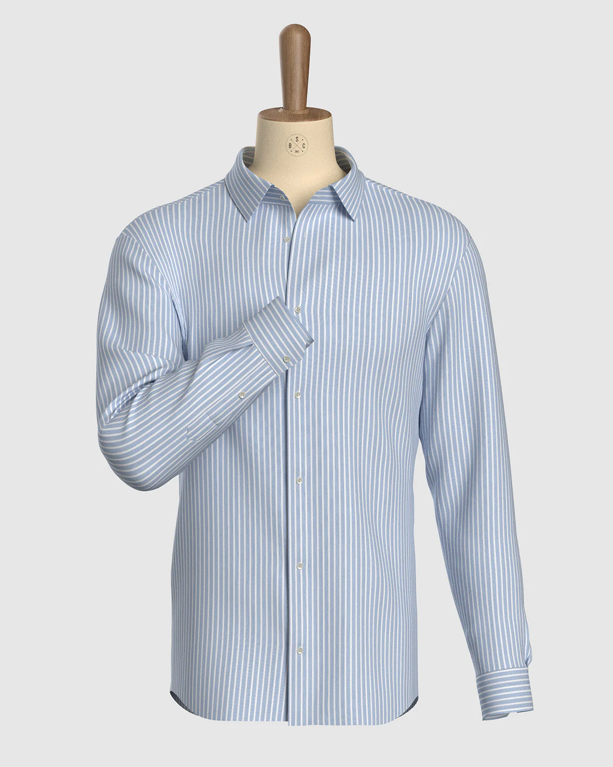 Luthai Easy-care Twill Striped Shirt - Blue & White - Image 2