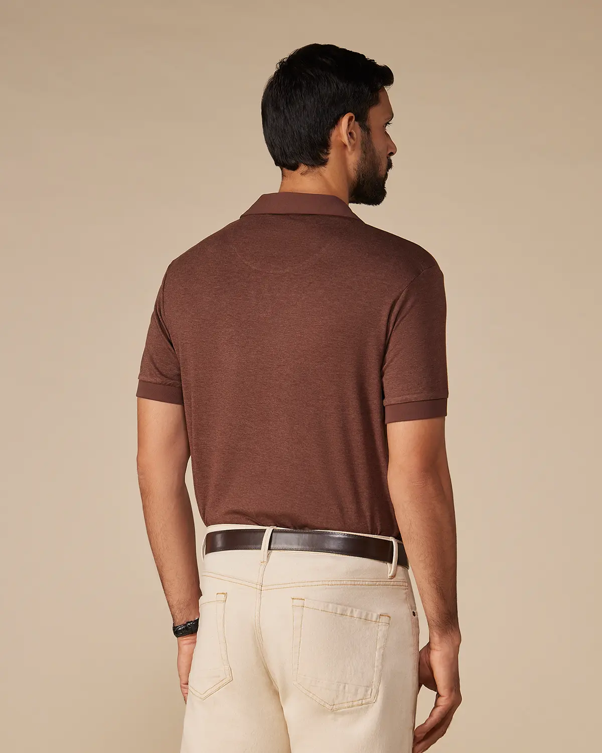 Lyocell Wool Stretch Johnny Polo - Coffee Brown - Image 2