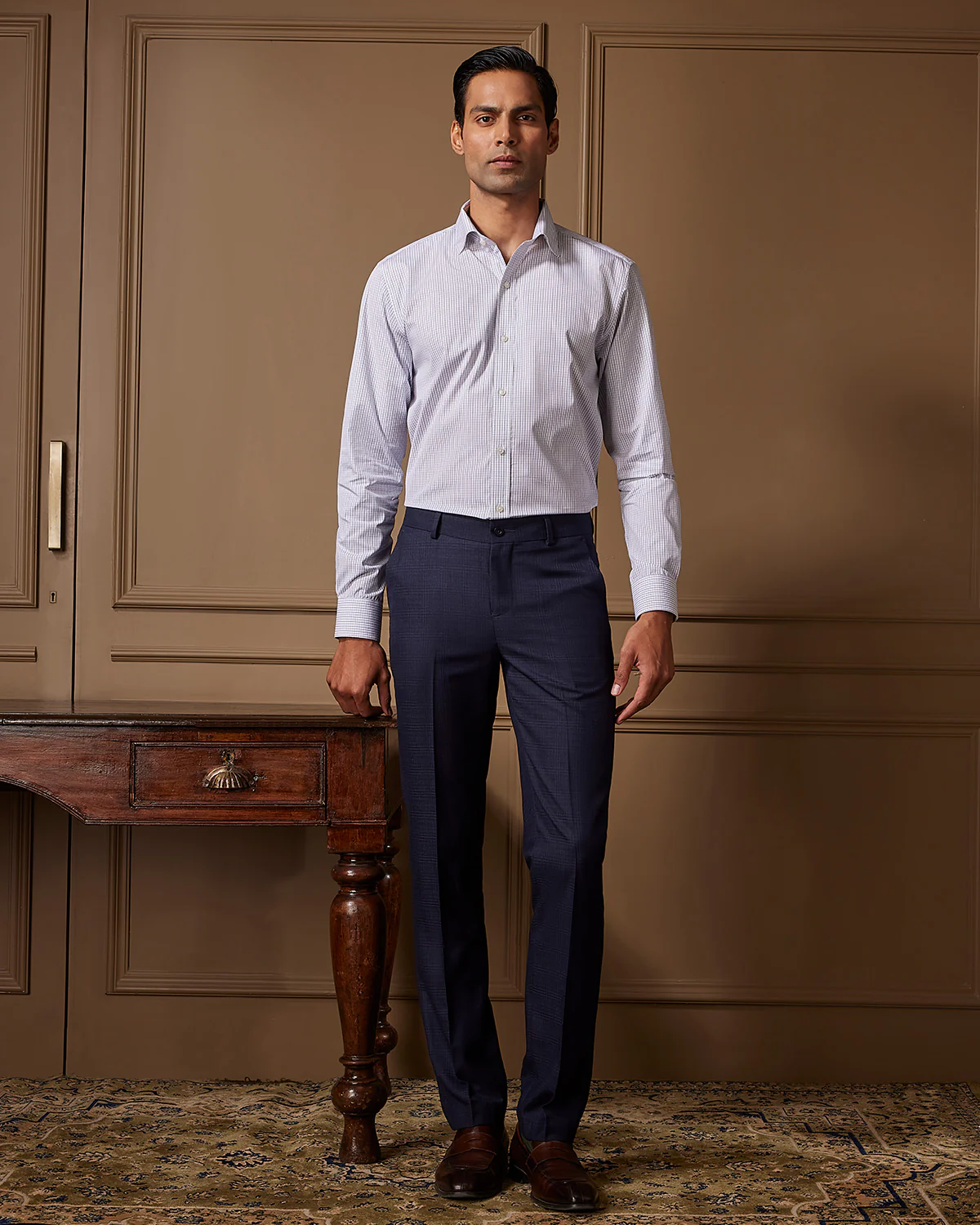Manhattan Blue & Black Checked Shirt - Image 3