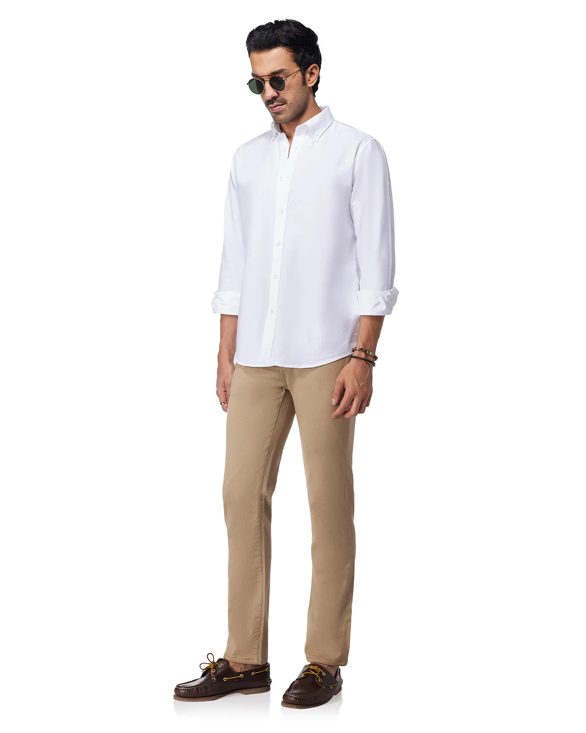Milled Dobby Stretch Jeans - Khaki - Image 2