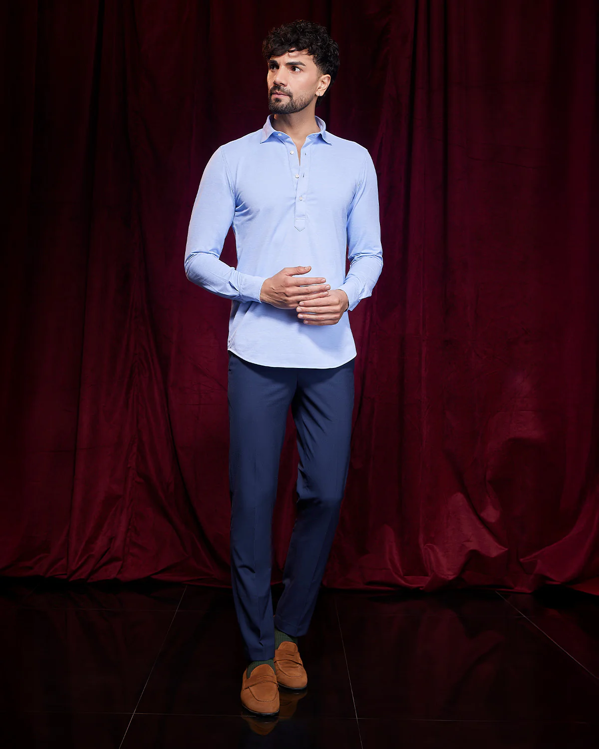 Monte Carlo Popover Stretch Knit Shirt - Light Blue - Image 3