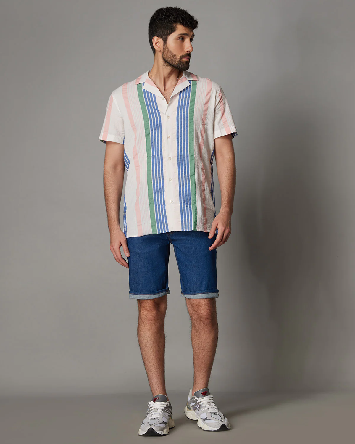 Multicoloured Half-Sleeve Seersucker Shirt - Image 3