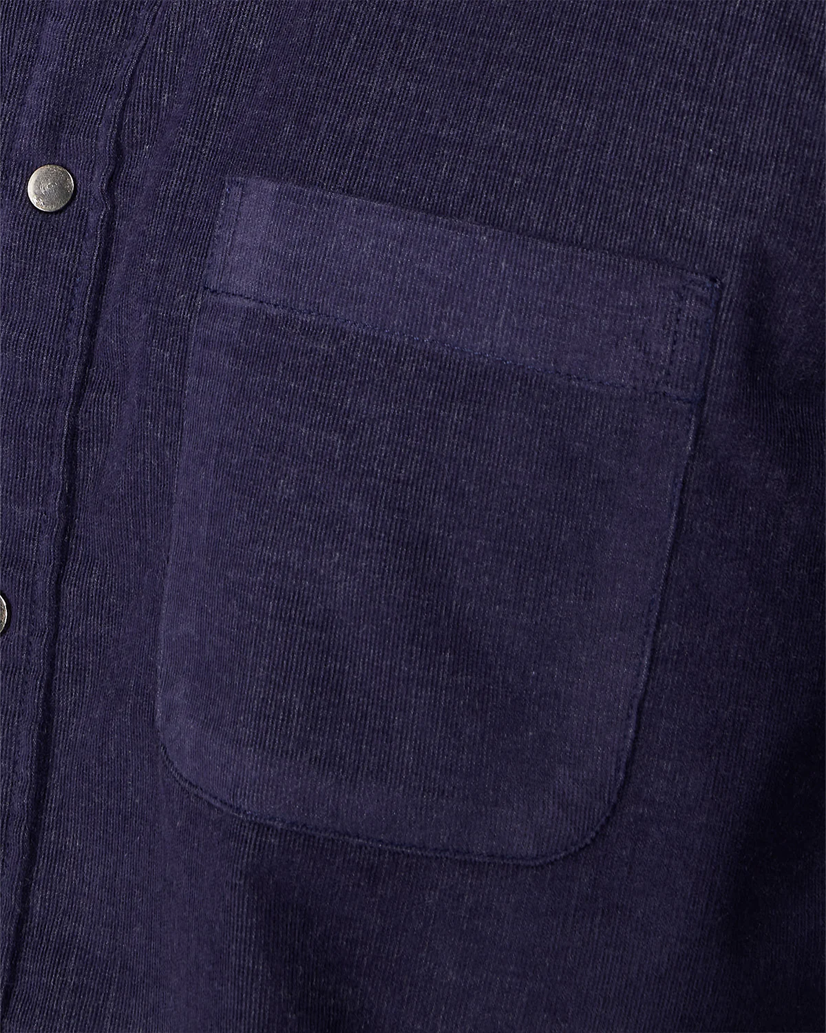 Navy Blue Cotton Blend Corduroy Shirt - Image 5