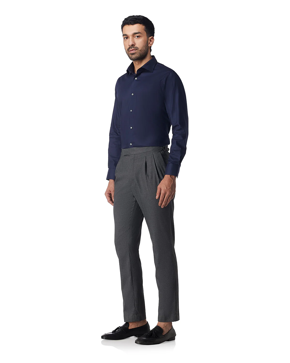 Navy Blue Cross-Dobby Shirt - Image 3