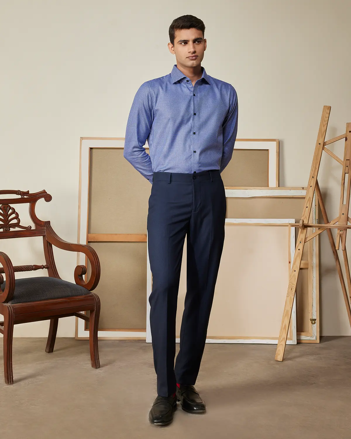 Navy & Purple Houndstooth Shirt - Image 3