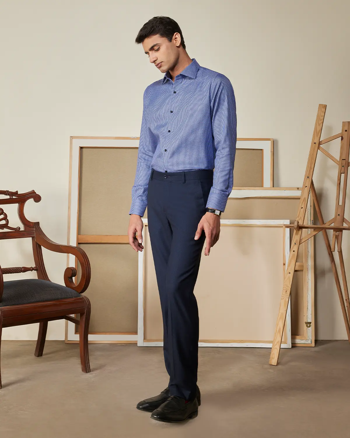 Navy & Purple Houndstooth Shirt - Image 4
