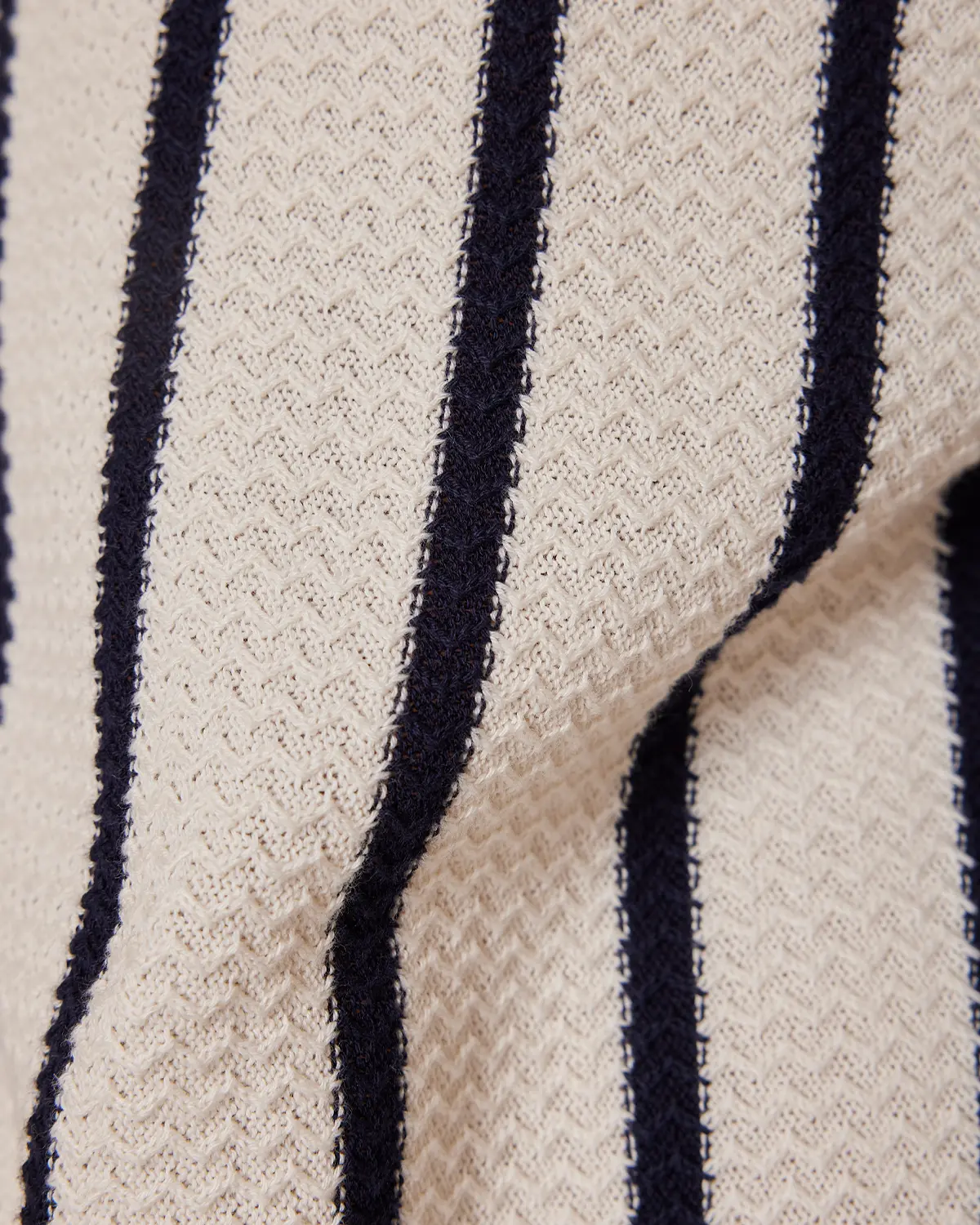 Navy & White Striped Flat Knit Shirt - Image 5