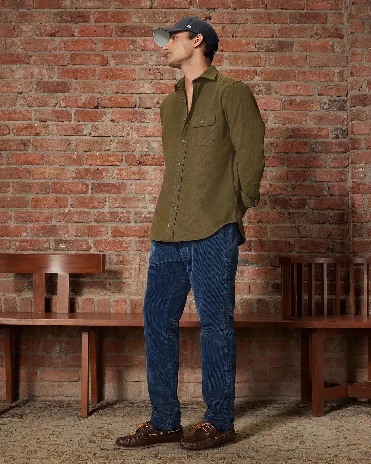 Olive Textured Dobby Shirt - Image 3
