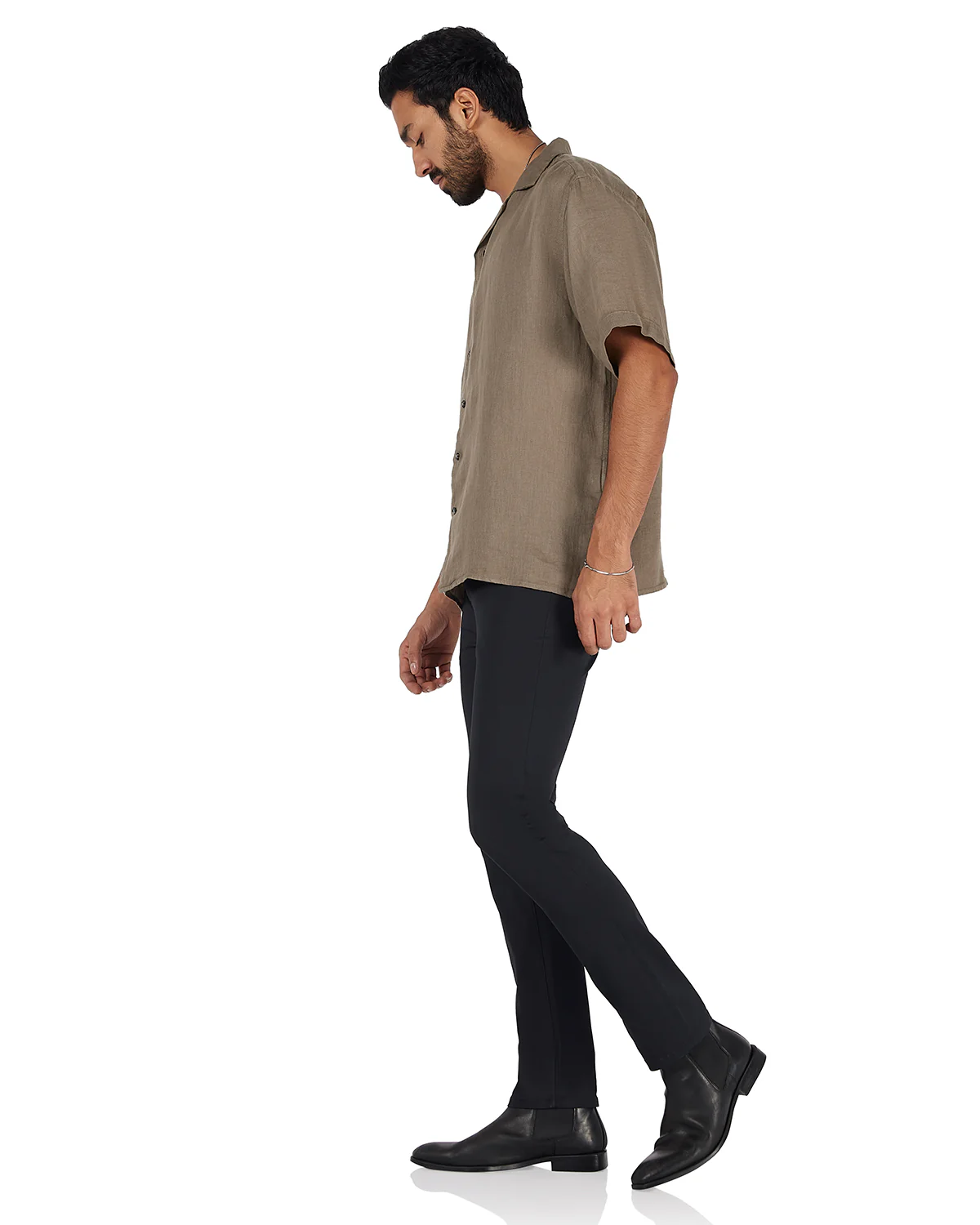Olive Washed 100% Linen Twill Shirt - Image 4