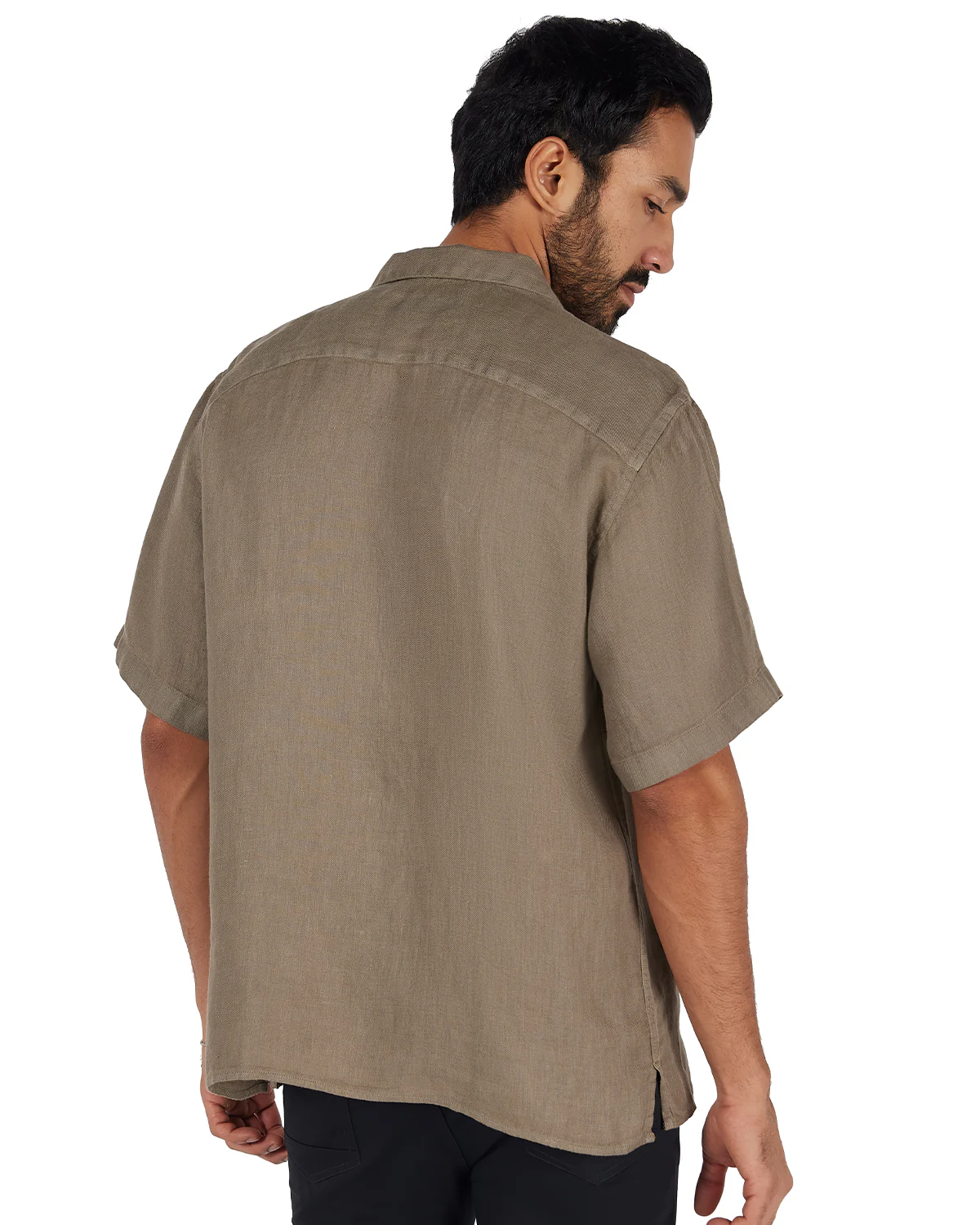 Olive Washed 100% Linen Twill Shirt - Image 5
