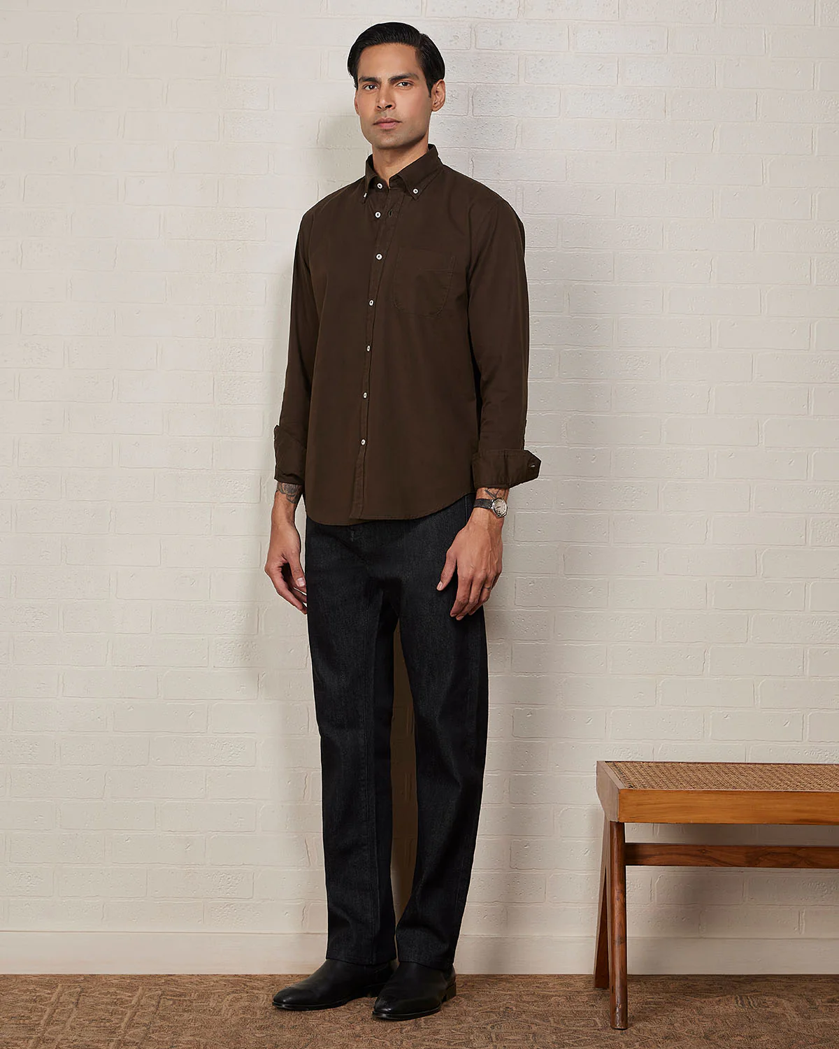 Olive Washed Twill Shirt - Image 4
