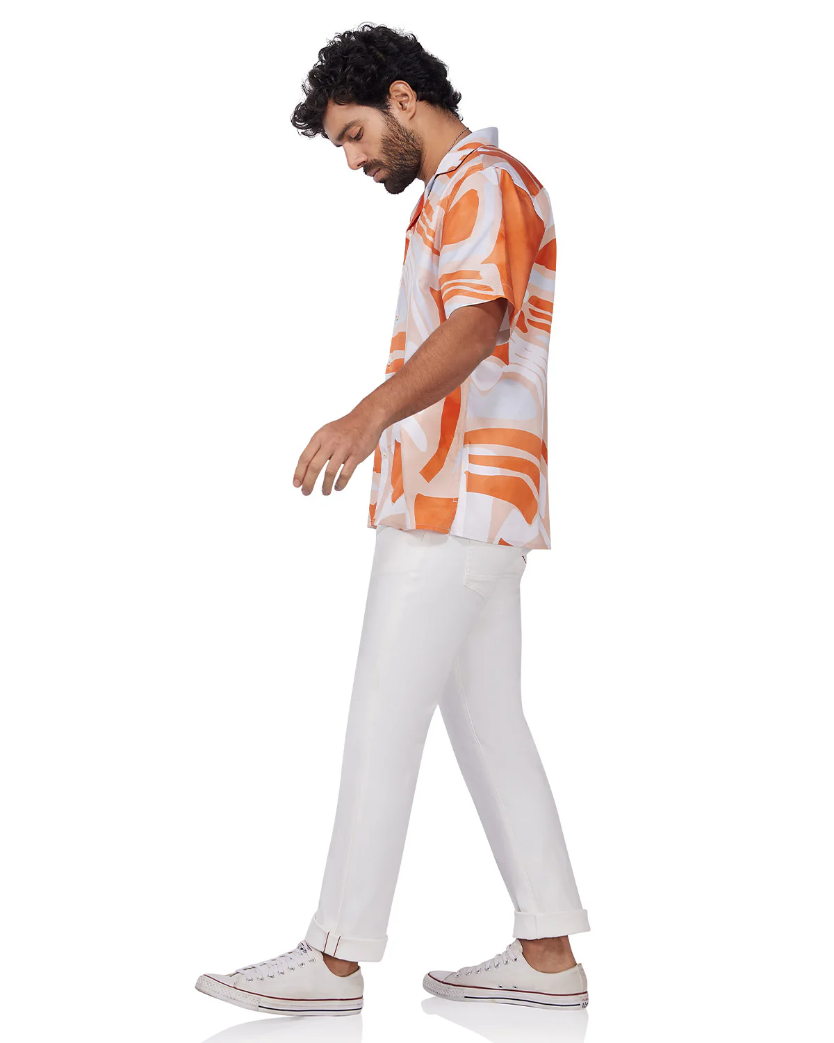 Orange Abstract Printed Shirt - Image 4