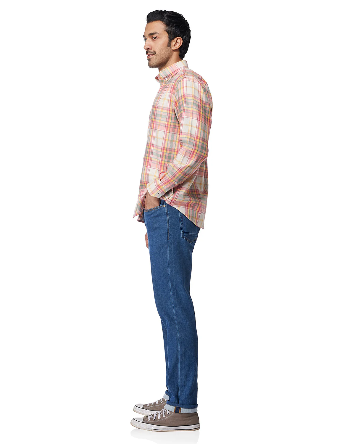 Pink & Yellow Checked Shirt - Image 4